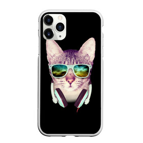 Чехол для iPhone 11 Pro Max матовый с принтом Кот в Наушниках в городе Новоалтайск, Силикон |  | cat | cats | kitten | kitty | pussy | диджей | кот | котенок | котик | котики | коты | котята | кошка | кошки | наушники | очки