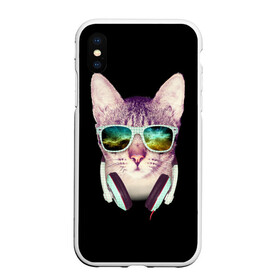 Чехол для iPhone XS Max матовый с принтом Кот в Наушниках в городе Новоалтайск, Силикон | Область печати: задняя сторона чехла, без боковых панелей | cat | cats | kitten | kitty | pussy | диджей | кот | котенок | котик | котики | коты | котята | кошка | кошки | наушники | очки