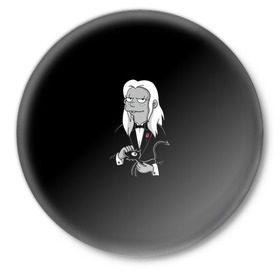 Значок с принтом Disenchantment. The Godfather в городе Новоалтайск,  металл | круглая форма, металлическая застежка в виде булавки | Тематика изображения на принте: bean | disenchantment | elfo | futurama | luci | mattgroening | netflix | princess | simpsons | бин | люси | люци | мэтгроунинг | разочарование | симпсоны | элфо