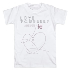 Мужская футболка хлопок с принтом Love yourself ANSWER в городе Новоалтайск, 100% хлопок | прямой крой, круглый вырез горловины, длина до линии бедер, слегка спущенное плечо. | bts bangtan boys бантаны бтс