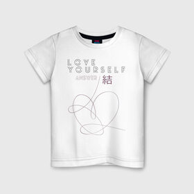 Детская футболка хлопок с принтом Love yourself ANSWER в городе Новоалтайск, 100% хлопок | круглый вырез горловины, полуприлегающий силуэт, длина до линии бедер | bts bangtan boys бантаны бтс