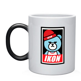 Кружка хамелеон с принтом IKON bear в городе Новоалтайск, керамика | меняет цвет при нагревании, емкость 330 мл | Тематика изображения на принте: ikon | k pop | return | айкон