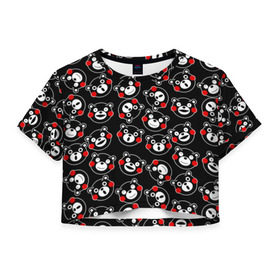Женская футболка Cropp-top с принтом KUMAMON в городе Новоалтайск, 100% полиэстер | круглая горловина, длина футболки до линии талии, рукава с отворотами | bear | japanese | kumamon | kumamoto | аниме | игрушка | кумамон | кумамото сапурайдзу | медведь | мишка | персонаж | талисман | япония