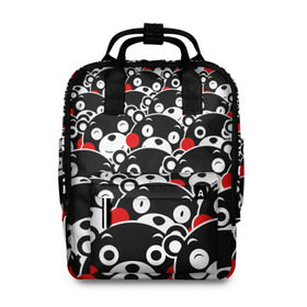 Женский рюкзак 3D с принтом KUMAMON в городе Новоалтайск, 100% полиэстер | лямки с регулируемой длиной, сверху ручки, чтобы рюкзак нести как сумку. Основное отделение закрывается на молнию, как и внешний карман. Внутри два дополнительных кармана, один из которых закрывается на молнию. По бокам два дополнительных кармашка, куда поместится маленькая бутылочка
 | bear | japanese | kumamon | kumamoto | аниме | игрушка | кумамон | кумамото сапурайдзу | медведь | мишка | персонаж | талисман | япония