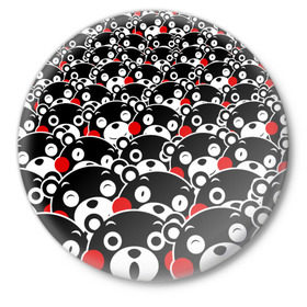 Значок с принтом KUMAMON в городе Новоалтайск,  металл | круглая форма, металлическая застежка в виде булавки | bear | japanese | kumamon | kumamoto | аниме | игрушка | кумамон | кумамото сапурайдзу | медведь | мишка | персонаж | талисман | япония