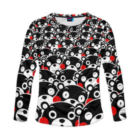 Женский лонгслив 3D с принтом KUMAMON в городе Новоалтайск, 100% полиэстер | длинные рукава, круглый вырез горловины, полуприлегающий силуэт | bear | japanese | kumamon | kumamoto | аниме | игрушка | кумамон | кумамото сапурайдзу | медведь | мишка | персонаж | талисман | япония