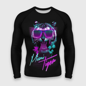 Мужской рашгард 3D с принтом Miami Tiger в городе Новоалтайск,  |  | africa | beach | desert | miami | palm | palms | predator | sun | tiger | tigers | африка | майами | океан | очки | пальмы | пляж | пустыня | солнце | тигр | тигренок | тигрица | тигрицы | тигры | тигрята | хищник