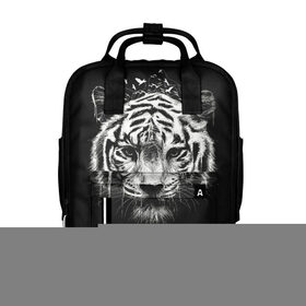 Женский рюкзак 3D с принтом Dark Tiger в городе Новоалтайск, 100% полиэстер | лямки с регулируемой длиной, сверху ручки, чтобы рюкзак нести как сумку. Основное отделение закрывается на молнию, как и внешний карман. Внутри два дополнительных кармана, один из которых закрывается на молнию. По бокам два дополнительных кармашка, куда поместится маленькая бутылочка
 | africa | creepy | dark | desert | predator | scary | tiger | tigers | африка | жуткий | мрачный | пустыня | страшный | тигр | тигренок | тигрица | тигрицы | тигры | тигрята | хищник