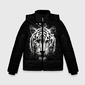 Зимняя куртка для мальчиков 3D с принтом Dark Tiger в городе Новоалтайск, ткань верха — 100% полиэстер; подклад — 100% полиэстер, утеплитель — 100% полиэстер | длина ниже бедра, удлиненная спинка, воротник стойка и отстегивающийся капюшон. Есть боковые карманы с листочкой на кнопках, утяжки по низу изделия и внутренний карман на молнии. 

Предусмотрены светоотражающий принт на спинке, радужный светоотражающий элемент на пуллере молнии и на резинке для утяжки | africa | creepy | dark | desert | predator | scary | tiger | tigers | африка | жуткий | мрачный | пустыня | страшный | тигр | тигренок | тигрица | тигрицы | тигры | тигрята | хищник