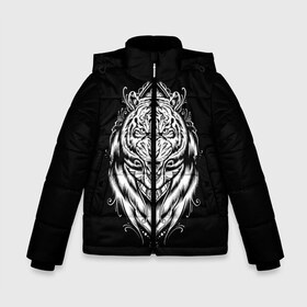 Зимняя куртка для мальчиков 3D с принтом Dark Tiger в городе Новоалтайск, ткань верха — 100% полиэстер; подклад — 100% полиэстер, утеплитель — 100% полиэстер | длина ниже бедра, удлиненная спинка, воротник стойка и отстегивающийся капюшон. Есть боковые карманы с листочкой на кнопках, утяжки по низу изделия и внутренний карман на молнии. 

Предусмотрены светоотражающий принт на спинке, радужный светоотражающий элемент на пуллере молнии и на резинке для утяжки | africa | creepy | dark | desert | predator | scary | tiger | tigers | африка | жуткий | мрачный | пустыня | страшный | тигр | тигренок | тигрица | тигрицы | тигры | тигрята | хищник