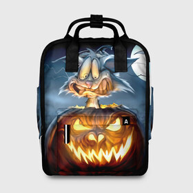 Женский рюкзак 3D с принтом Halloween в городе Новоалтайск, 100% полиэстер | лямки с регулируемой длиной, сверху ручки, чтобы рюкзак нести как сумку. Основное отделение закрывается на молнию, как и внешний карман. Внутри два дополнительных кармана, один из которых закрывается на молнию. По бокам два дополнительных кармашка, куда поместится маленькая бутылочка
 | аниме | ведьма | девушка | зомби | ирландия | кладбище | колдун | кости | кошки | летучие | луна | мертвец | мёртвые | монстры | мыши | ночь | оборотни | пауки | паутина | подарок | праздник | свет | свечи