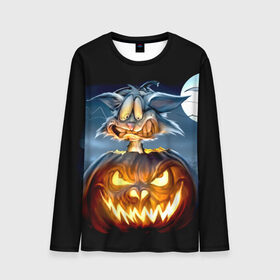 Мужской лонгслив 3D с принтом Halloween в городе Новоалтайск, 100% полиэстер | длинные рукава, круглый вырез горловины, полуприлегающий силуэт | Тематика изображения на принте: аниме | ведьма | девушка | зомби | ирландия | кладбище | колдун | кости | кошки | летучие | луна | мертвец | мёртвые | монстры | мыши | ночь | оборотни | пауки | паутина | подарок | праздник | свет | свечи