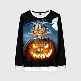 Женский свитшот 3D с принтом Halloween в городе Новоалтайск, 100% полиэстер с мягким внутренним слоем | круглый вырез горловины, мягкая резинка на манжетах и поясе, свободная посадка по фигуре | аниме | ведьма | девушка | зомби | ирландия | кладбище | колдун | кости | кошки | летучие | луна | мертвец | мёртвые | монстры | мыши | ночь | оборотни | пауки | паутина | подарок | праздник | свет | свечи