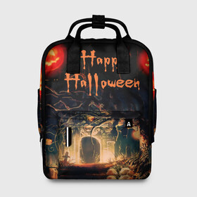Женский рюкзак 3D с принтом Halloween в городе Новоалтайск, 100% полиэстер | лямки с регулируемой длиной, сверху ручки, чтобы рюкзак нести как сумку. Основное отделение закрывается на молнию, как и внешний карман. Внутри два дополнительных кармана, один из которых закрывается на молнию. По бокам два дополнительных кармашка, куда поместится маленькая бутылочка
 | аниме | ведьма | девушка | зомби | ирландия | кладбище | колдун | кости | кошки | летучие | луна | мертвец | мёртвые | монстры | мыши | ночь | оборотни | пауки | паутина | подарок | праздник | свет | свечи