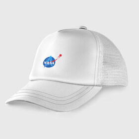 Детская кепка тракер с принтом NASA в городе Новоалтайск, Козырек - 100% хлопок. Кепка - 100% полиэстер, Задняя часть - сетка | универсальный размер, пластиковая застёжка | alien | earth | express | futurama | galaxy | moon | nasa | planet | space | star | ufo | world | астронавт | вселенная | гагарин | галактика | звезда | звезды | земля | инопл | космонавт | космос | луна | мир | наса | небо | нло | планета