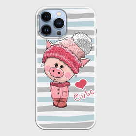 Чехол для iPhone 13 Pro Max с принтом Милая свинка в городе Новоалтайск,  |  | 2019 | боров | взгляд | год | домашнее | животное | костюм | красная | милая | мода | новый год | пальто | подарок | поздравление | поросенок | праздник | рисунок | рождество | румянец | с новым годом