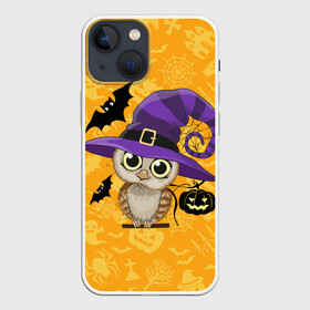 Чехол для iPhone 13 mini с принтом Совушка и хэллоуин в городе Новоалтайск,  |  | halloween | летучая мышь | подарок на хэллоуин | прикольная сова | сова | сова и хэллоуин | совушка | тыква | тыква на хэллоуин | хэллоуин
