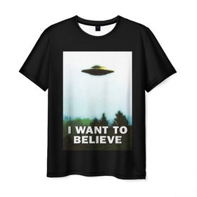 Мужская футболка 3D с принтом I Want To Believe в городе Новоалтайск, 100% полиэфир | прямой крой, круглый вырез горловины, длина до линии бедер | alien | dana | files | fox | government | mulder | scully | theory | x files | xfiles | дана | заговора | инопланетяне | истина | малдер | материалы | правительство | пришельцы | рядом | секретные | скалли | теория | фокс
