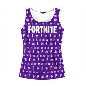 Женская майка 3D с принтом FORTNITE НОВОГОДНИЙ в городе Новоалтайск, 100% полиэстер | круглая горловина, прямой силуэт, длина до линии бедра | 2019 | christmas | cybersport | esport | fortnite | game | llama | snow | winter | winter is coming | зима близко | игра | киберспорт | новогодний | новый год | снег | фиолетовый | фирменные цвета | фортнайт
