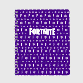 Тетрадь с принтом FORTNITE НОВОГОДНИЙ в городе Новоалтайск, 100% бумага | 48 листов, плотность листов — 60 г/м2, плотность картонной обложки — 250 г/м2. Листы скреплены сбоку удобной пружинной спиралью. Уголки страниц и обложки скругленные. Цвет линий — светло-серый
 | 2019 | christmas | cybersport | esport | fortnite | game | llama | snow | winter | winter is coming | зима близко | игра | киберспорт | новогодний | новый год | снег | фиолетовый | фирменные цвета | фортнайт
