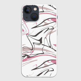 Чехол для iPhone 13 mini с принтом Хаотичные линии в городе Новоалтайск,  |  | абстракция | розовый | цвет | черный