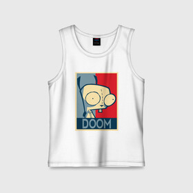 Детская майка хлопок с принтом Захватчик Зим в городе Новоалтайск,  |  | doom | invader zim | анимация | игра | инопланетянин | компьютер | космос | мульт | мультфильм | мутант | нло | планета | пришелец | человечек | школа