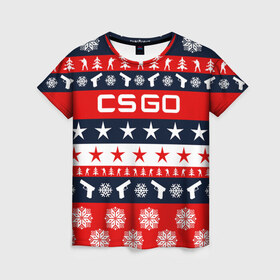 Женская футболка 3D с принтом CS GO НОВОГОДНИЙ в городе Новоалтайск, 100% полиэфир ( синтетическое хлопкоподобное полотно) | прямой крой, круглый вырез горловины, длина до линии бедер | action | astralis | awp | christmas | counter strike | cs go | cs go global offensive | cybersport | faze clan | game | gamer | hyper beast | shooter | skin | snow | team liquid | winter | winter is coming | зима близко | киберспорт | новогодни