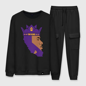 Мужской костюм хлопок с принтом Lebron - The King в городе Новоалтайск, 100% хлопок | на свитшоте круглая горловина, мягкая резинка по низу. Брюки заужены к низу, на них два вида карманов: два “обычных” по бокам и два объемных, с клапанами, расположенные ниже линии бедра. Брюки с мягкой трикотажной резинкой на поясе и по низу штанин. В поясе для дополнительного комфорта — широкие завязки | cavaliers | cleveland | coach | james | king | lakers | lebron | los angeles | nba | player | slam dunk | sport | team | баскетбол | борода | джеймс | игрок | кавальерс | кливленд | король | леброн | лейкерс | лос анджелес | нба | слэм данк | сп