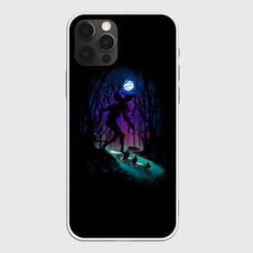 Чехол для iPhone 12 Pro Max с принтом Очень странные дела в городе Новоалтайск, Силикон |  | Тематика изображения на принте: stranger things | деревья | дети | лес | луна | монстр. ночь | очень странные дела | очертания | свет | сериалы | силуэты