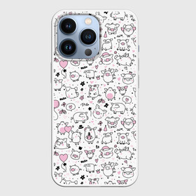 Чехол для iPhone 13 Pro с принтом Новогодние поросята в городе Новоалтайск,  |  | белый | боров | воздушный | год | горошек | дед | дерево | домашняя | елка | животные | зима | кабан | клаус | красная | мороз | новый год | поросенок | праздник | пятачок | рождество | с новым годом