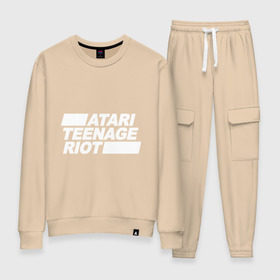 Женский костюм хлопок с принтом Atari Teenage Riot (White) в городе Новоалтайск, 100% хлопок | на свитшоте круглая горловина, мягкая резинка по низу. Брюки заужены к низу, на них два вида карманов: два 