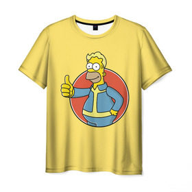 Мужская футболка 3D с принтом Homer Fallout в городе Новоалтайск, 100% полиэфир | прямой крой, круглый вырез горловины, длина до линии бедер | bart | comedy | familt | homer | lisa | maggie | marge | mult | series | simpson | simpsons | springfield | барт | гомер | комедия | лиза | мардж | мэгги | прикол | приколы | семья | сериал | симпсон | симпсоны | спрингфилд