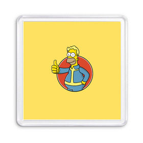 Магнит 55*55 с принтом Homer Fallout в городе Новоалтайск, Пластик | Размер: 65*65 мм; Размер печати: 55*55 мм | bart | comedy | familt | homer | lisa | maggie | marge | mult | series | simpson | simpsons | springfield | барт | гомер | комедия | лиза | мардж | мэгги | прикол | приколы | семья | сериал | симпсон | симпсоны | спрингфилд