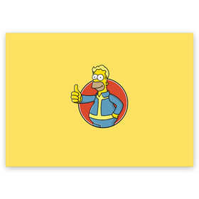 Поздравительная открытка с принтом Homer Fallout в городе Новоалтайск, 100% бумага | плотность бумаги 280 г/м2, матовая, на обратной стороне линовка и место для марки
 | bart | comedy | familt | homer | lisa | maggie | marge | mult | series | simpson | simpsons | springfield | барт | гомер | комедия | лиза | мардж | мэгги | прикол | приколы | семья | сериал | симпсон | симпсоны | спрингфилд