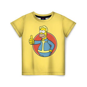 Детская футболка 3D с принтом Homer Fallout в городе Новоалтайск, 100% гипоаллергенный полиэфир | прямой крой, круглый вырез горловины, длина до линии бедер, чуть спущенное плечо, ткань немного тянется | bart | comedy | familt | homer | lisa | maggie | marge | mult | series | simpson | simpsons | springfield | барт | гомер | комедия | лиза | мардж | мэгги | прикол | приколы | семья | сериал | симпсон | симпсоны | спрингфилд