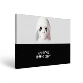 Холст прямоугольный с принтом American Horror Story в городе Новоалтайск, 100% ПВХ |  | ahs | american horror story | американская история ужасов | демон | краска | лицо | макияж | монашка | черные глаза