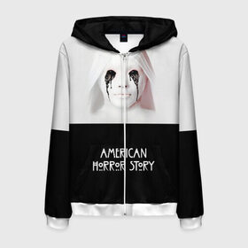 Мужская толстовка 3D на молнии с принтом American Horror Story в городе Новоалтайск, 100% полиэстер | длина до линии бедра, манжеты и пояс оформлены мягкой тканевой резинкой, двухслойный капюшон со шнурком для регулировки, спереди молния, по бокам два кармана | ahs | american horror story | американская история ужасов | демон | краска | лицо | макияж | монашка | черные глаза
