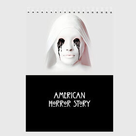 Скетчбук с принтом American Horror Story в городе Новоалтайск, 100% бумага
 | 48 листов, плотность листов — 100 г/м2, плотность картонной обложки — 250 г/м2. Листы скреплены сверху удобной пружинной спиралью | ahs | american horror story | американская история ужасов | демон | краска | лицо | макияж | монашка | черные глаза