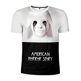 Мужская футболка 3D спортивная с принтом American Horror Story в городе Новоалтайск, 100% полиэстер с улучшенными характеристиками | приталенный силуэт, круглая горловина, широкие плечи, сужается к линии бедра | ahs | american horror story | американская история ужасов | демон | краска | лицо | макияж | монашка | черные глаза