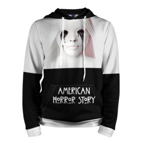 Мужская толстовка 3D с принтом American Horror Story в городе Новоалтайск, 100% полиэстер | двухслойный капюшон со шнурком для регулировки, мягкие манжеты на рукавах и по низу толстовки, спереди карман-кенгуру с мягким внутренним слоем. | ahs | american horror story | американская история ужасов | демон | краска | лицо | макияж | монашка | черные глаза