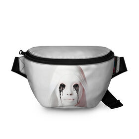 Поясная сумка 3D с принтом American Horror Story в городе Новоалтайск, 100% полиэстер | плотная ткань, ремень с регулируемой длиной, внутри несколько карманов для мелочей, основное отделение и карман с обратной стороны сумки застегиваются на молнию | ahs | american horror story | американская история ужасов | демон | лицо | макияж | монашка | черные глаза