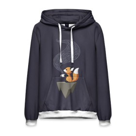 Мужская толстовка 3D с принтом Coffee Fox в городе Новоалтайск, 100% полиэстер | двухслойный капюшон со шнурком для регулировки, мягкие манжеты на рукавах и по низу толстовки, спереди карман-кенгуру с мягким внутренним слоем. | coffee | cute | fox | foxes | ginger | tail | забавная | кофе | кофеёк | кофеёчек | лис | лиса | лисица | лисицы | лисичка | лисички | лисы | милая | рыжая | рыжие | смешная | фыр | хвост | хвосты