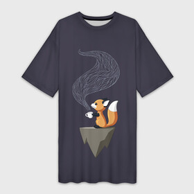 Платье-футболка 3D с принтом Coffee Fox в городе Новоалтайск,  |  | Тематика изображения на принте: coffee | cute | fox | foxes | ginger | tail | забавная | кофе | кофеёк | кофеёчек | лис | лиса | лисица | лисицы | лисичка | лисички | лисы | милая | рыжая | рыжие | смешная | фыр | хвост | хвосты
