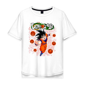 Мужская футболка хлопок Oversize с принтом Dragon Ball Son Goku в городе Новоалтайск, 100% хлопок | свободный крой, круглый ворот, “спинка” длиннее передней части | 