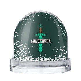 Водяной шар с принтом Меч Minecraft в городе Новоалтайск, Пластик | Изображение внутри шара печатается на глянцевой фотобумаге с двух сторон | craft | creeper | enderman | mine | minecraft | miner | online | skeleton | sword | tnt | world | zombie | динамит | зомби | игра | игры | кирка | крипер | майнер | майнкрафт | меч | мир | онлайн | скелетон