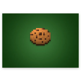 Поздравительная открытка с принтом Minecraft Печенька в городе Новоалтайск, 100% бумага | плотность бумаги 280 г/м2, матовая, на обратной стороне линовка и место для марки
 | Тематика изображения на принте: cookies | craft | creeper | mine | minecraft | miner | online | skeleton | sword | tnt | world | zombie | зомби | игра | игры | кирка | крипер | майнер | майнкрафт | меч | мир | онлайн | печенье | печенька | скелетон