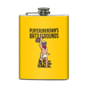 Фляга с принтом PUBG в городе Новоалтайск, металлический корпус | емкость 0,22 л, размер 125 х 94 мм. Виниловая наклейка запечатывается полностью | battle | battlegrounds | chicken | dinner | game | games | player | playerunknowns | pubg | royale | unknown | winner | битва | игра | игрок | игры | королевская | курица | обед | пабг | победитель | сковорода | сковородка