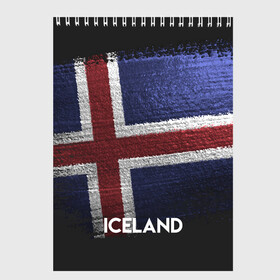 Скетчбук с принтом Iceland(Исландия) в городе Новоалтайск, 100% бумага
 | 48 листов, плотность листов — 100 г/м2, плотность картонной обложки — 250 г/м2. Листы скреплены сверху удобной пружинной спиралью | Тематика изображения на принте: iceland | urban | город | мир | путешествие | символика | страны | флаг