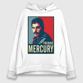 Женское худи Oversize хлопок с принтом Freddie Mercury в городе Новоалтайск, френч-терри — 70% хлопок, 30% полиэстер. Мягкий теплый начес внутри —100% хлопок | боковые карманы, эластичные манжеты и нижняя кромка, капюшон на магнитной кнопке | freddie mercury | queen | фредди меркьюри