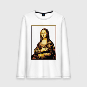 Мужской лонгслив хлопок с принтом Fuck from Mona Lisa в городе Новоалтайск, 100% хлопок |  | женщина | искусство | картина | лиза | мона | палец